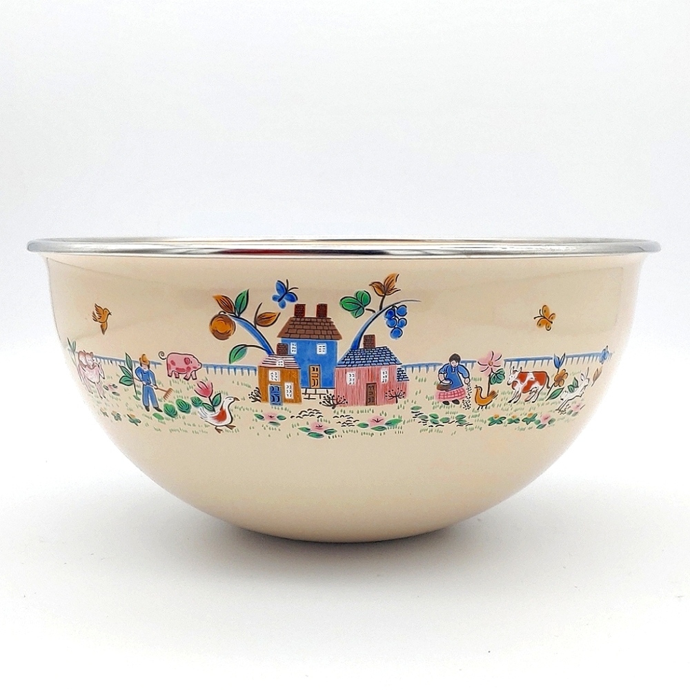 Vintage International China Heartland Enamelware Medium Metal Serving Bowl